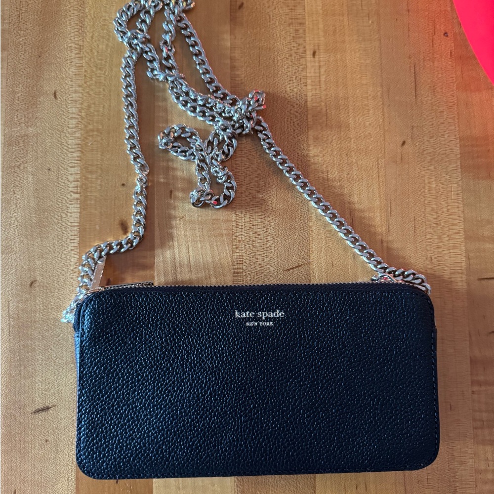 Kate Spade Black and Silver Crossbody Bag Sleek Minimalist Design